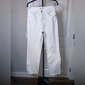 Zara Size 8 Crisp White Wide‎ Straight-Leg Jeans
